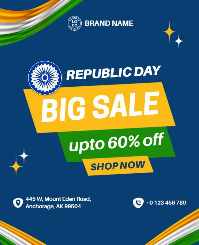 Republic Day Big Sale Promotional Flyer Template