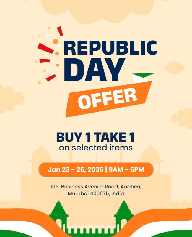 Republic Day Buy One Get One Offer Flyer Template