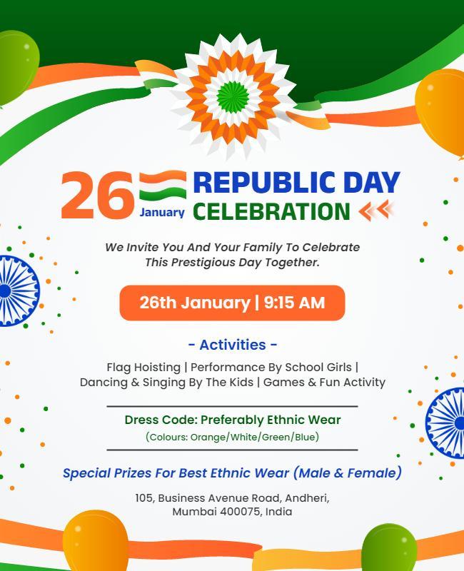 Republic Day Celebration Event Flyer Template