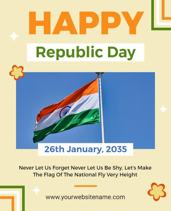 Republic Day Celebration Flyer with Flag Image Template