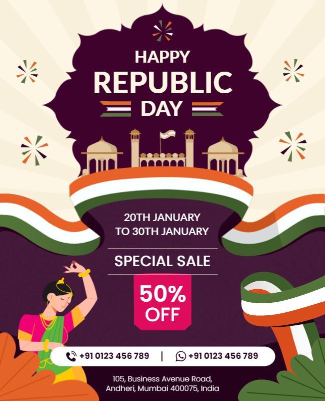 Republic Day Celebration Sale Flyer Template