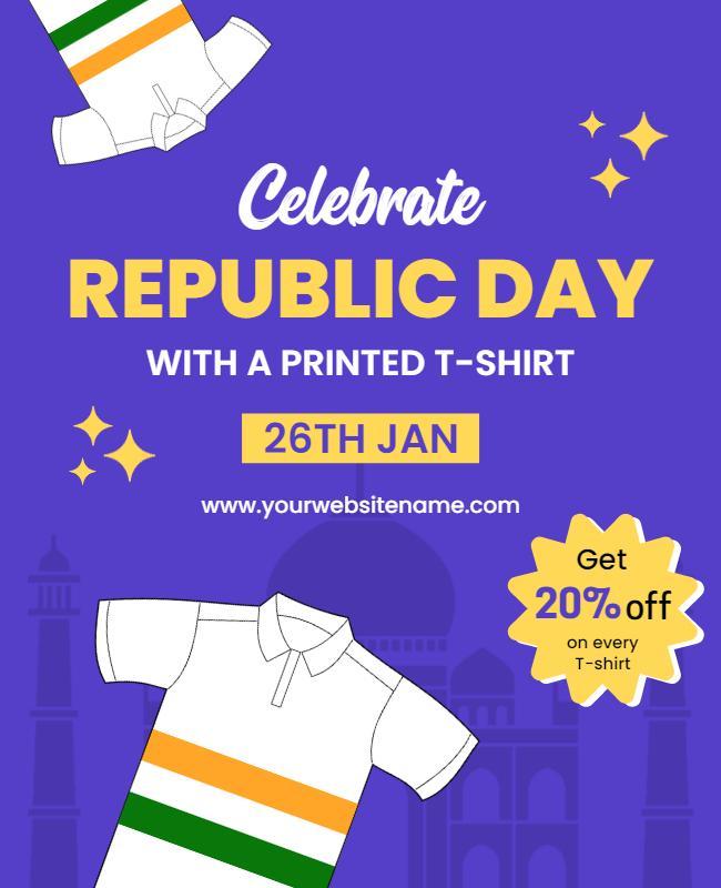 Republic Day Celebration T Shirt Promotion Flyer Template