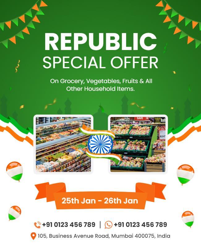 Republic Day Grocery Sale Promotion Flyer Template