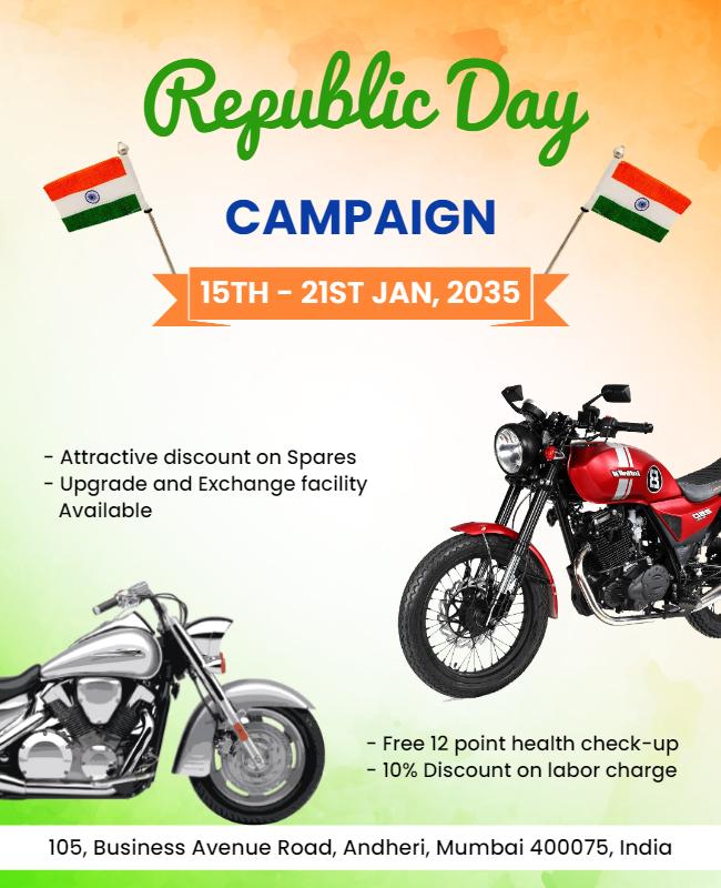 Republic Day Motorcycle Sale Campaign Flyer Template