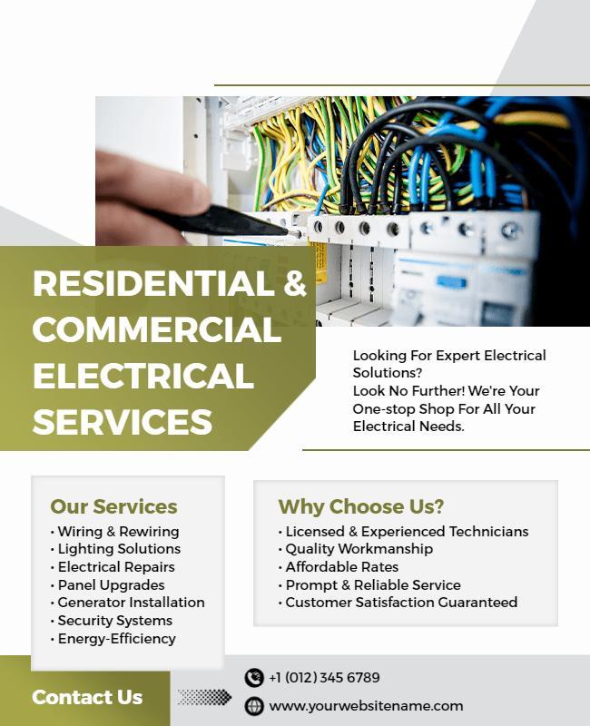 Residential and Commercial Electrical Services Flyer Template