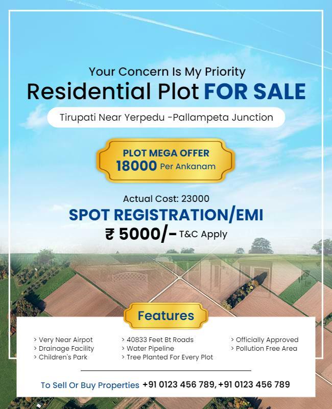 Residential Plot for Sale Promotional Flyer Template