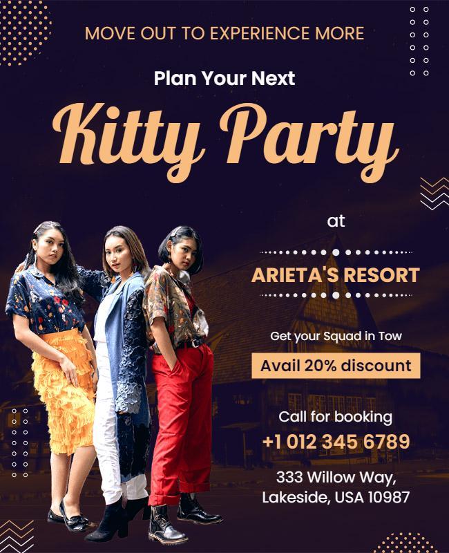 Resort Kitty Party Invitation Flyer Template