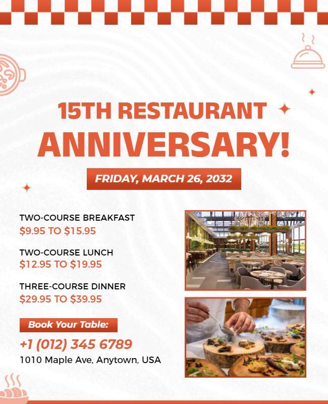 Restaurant Anniversary Celebration Event Flyer Template