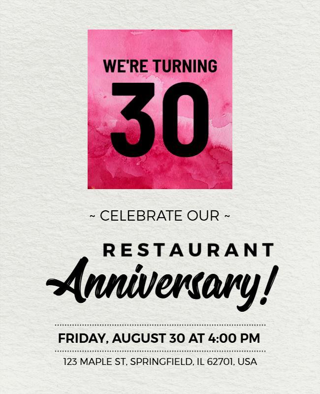 Restaurant Anniversary Celebration Event Flyer Template