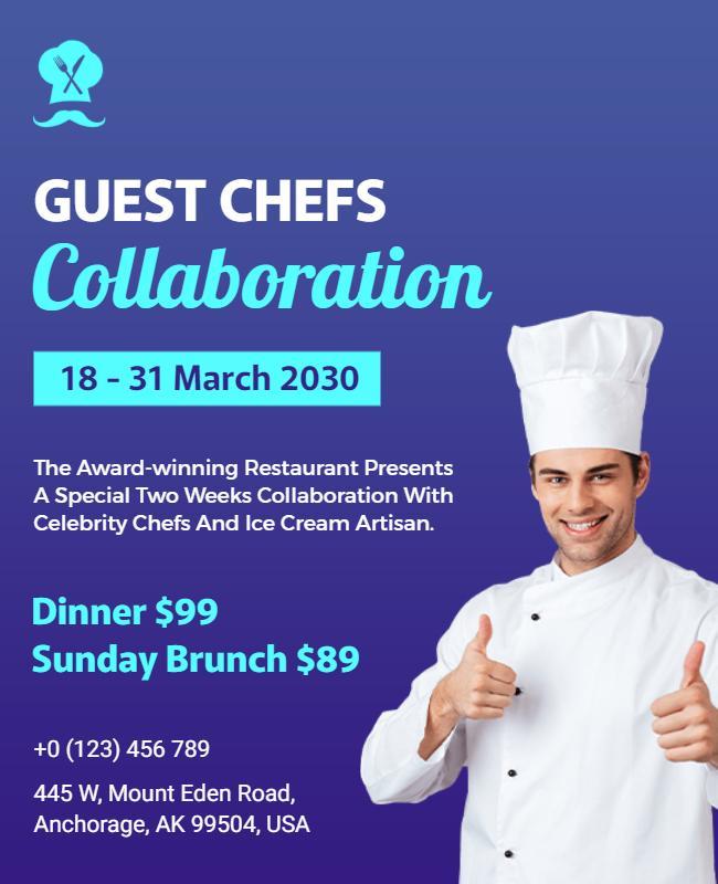 Restaurant Guest Chefs Collaboration Event Flyer Template