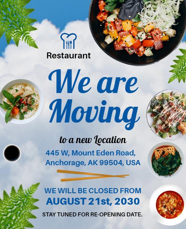 Restaurant Relocation Announcement Flyer Template