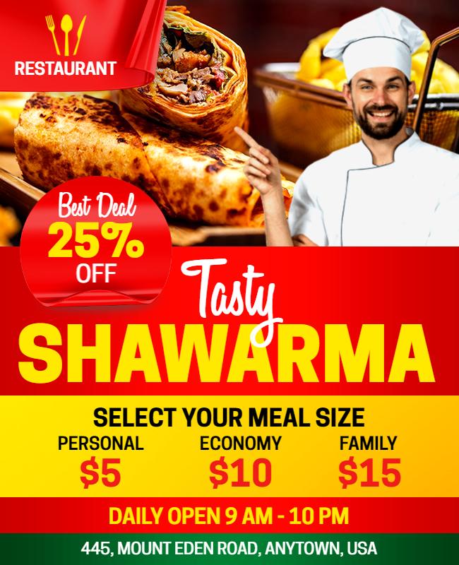 Restaurant Shawarma Special Offer Flyer Template