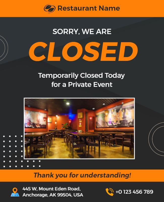 Restaurant Temporarily Closed for Private Event Flyer Template