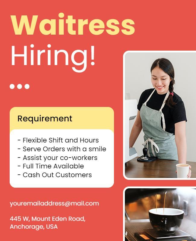 Restaurant Waitress Job Hiring Flyer Template