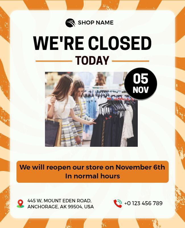 Retail Store Closed Announcement Flyer Template