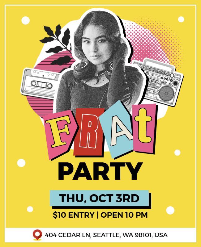 Retro Frat Party Announcement Flyer Template