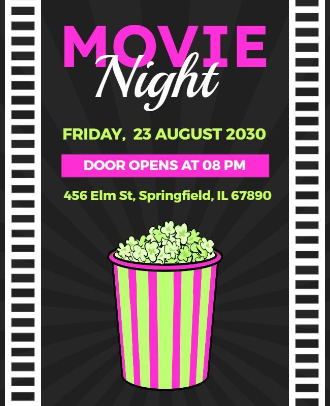 Retro Movie Night Event Flyer Template