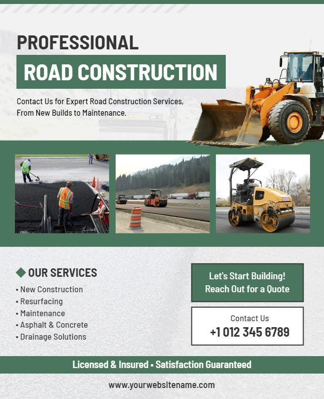 Road Construction Services Promotion Flyer Template