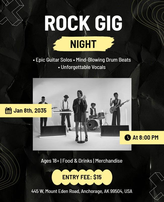 Rock Gig Night Concert Event Flyer Template