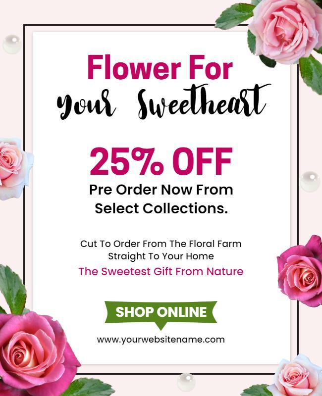 Romantic Floral Gift Promotion Flyer Template