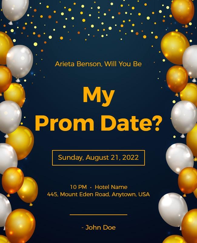 Romantic Prom Date Invitation Flyer Template