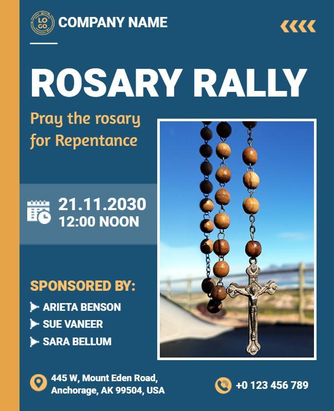 Rosary Rally Religious Event Flyer Template