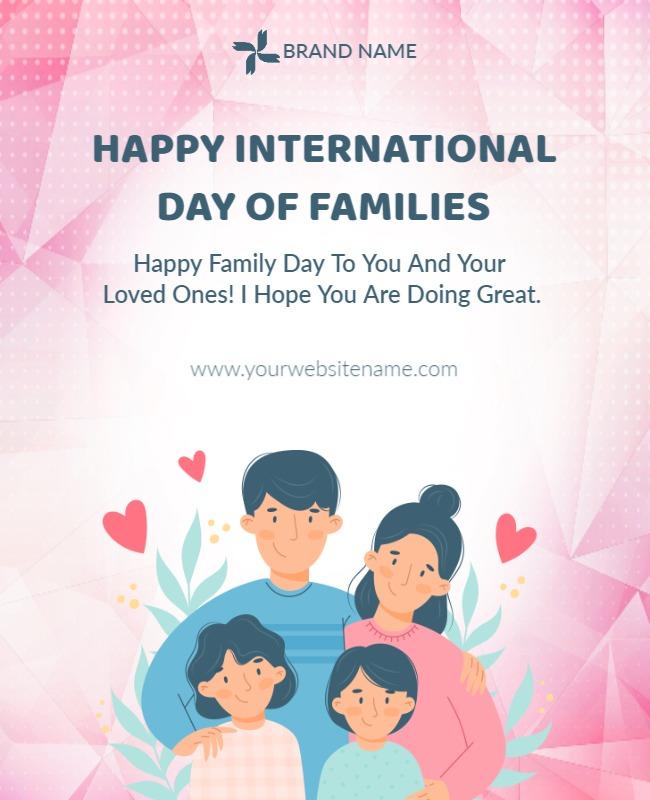 Rose Pink International Day Of Families Poster Template