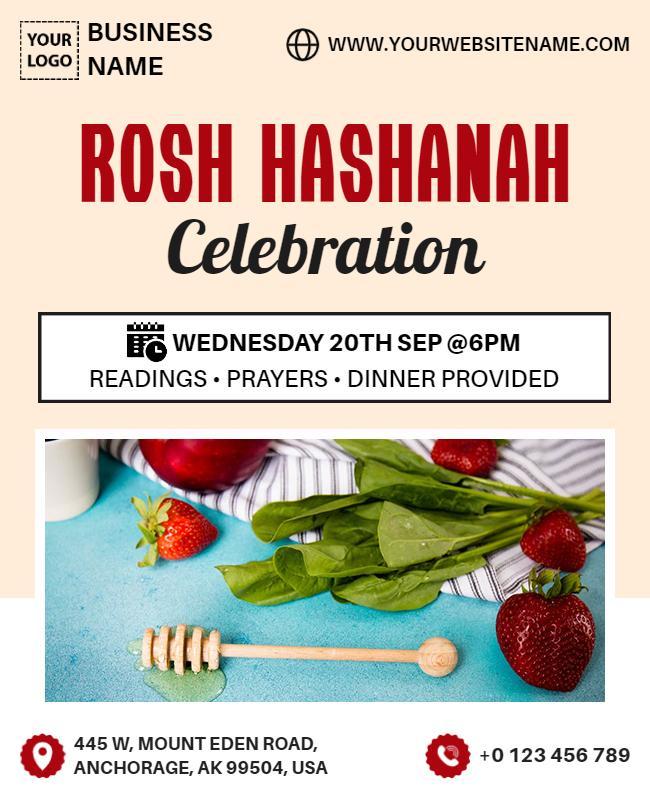 Rosh Hashanah Celebration Dinner Flyer Template