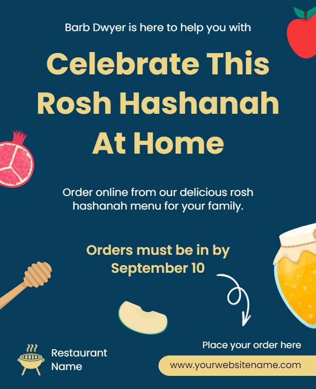 Rosh Hashanah Celebration Home Dining Flyer Template