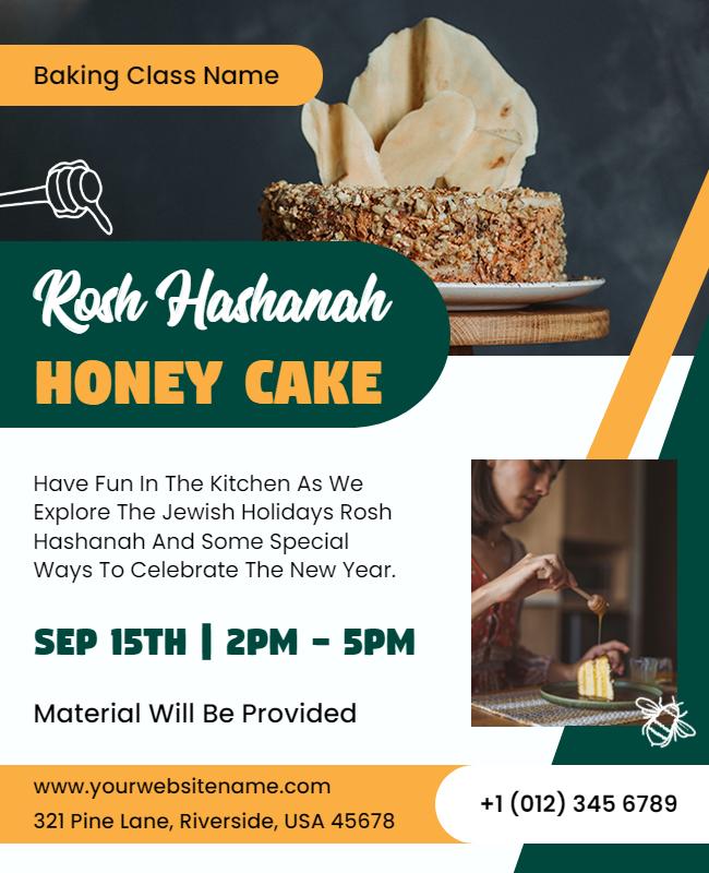 Rosh Hashanah Honey Cake Baking Class Flyer Template