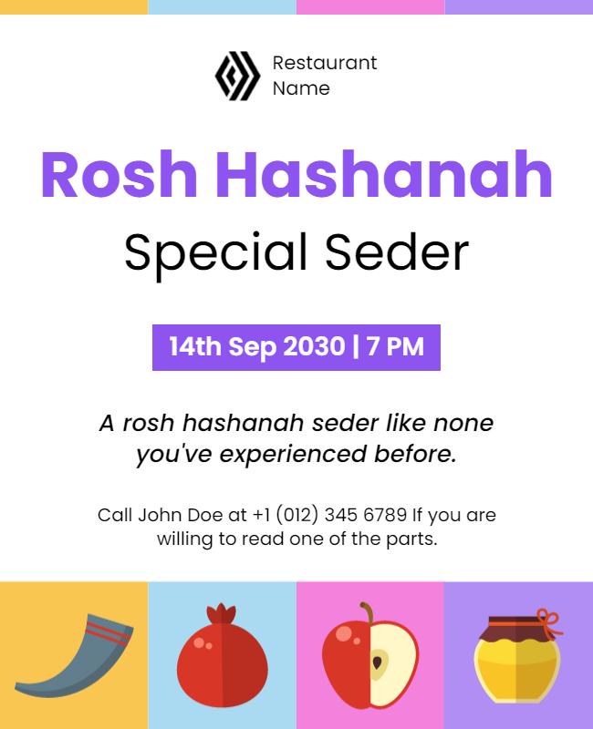 Rosh Hashanah Seder Celebration Flyer Template