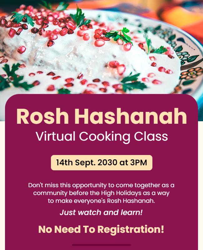 Rosh Hashanah Virtual Cooking Class Flyer Template