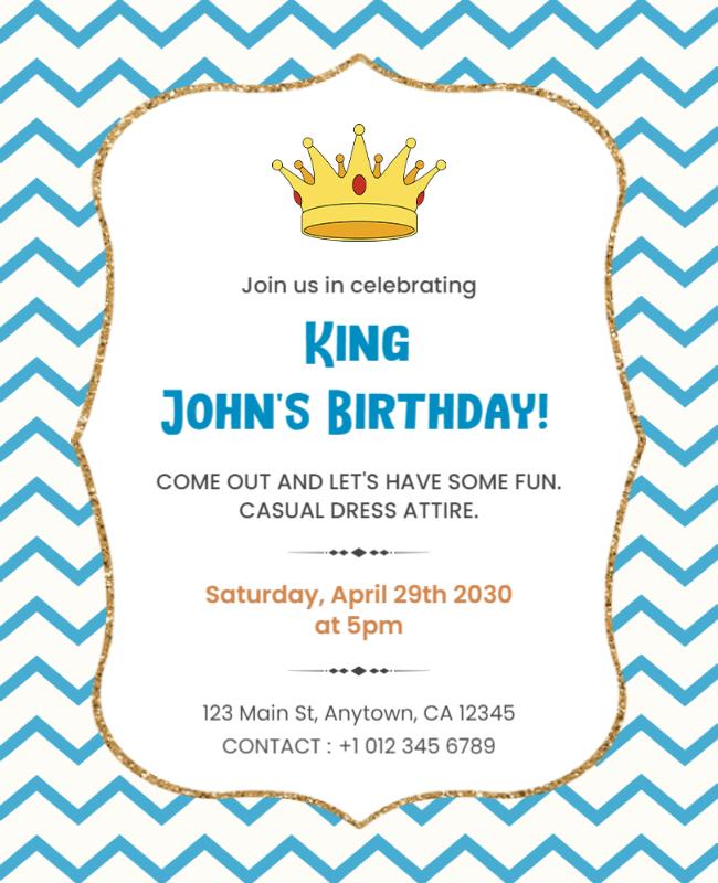 Royal Celebration Birthday Party Flyer Template