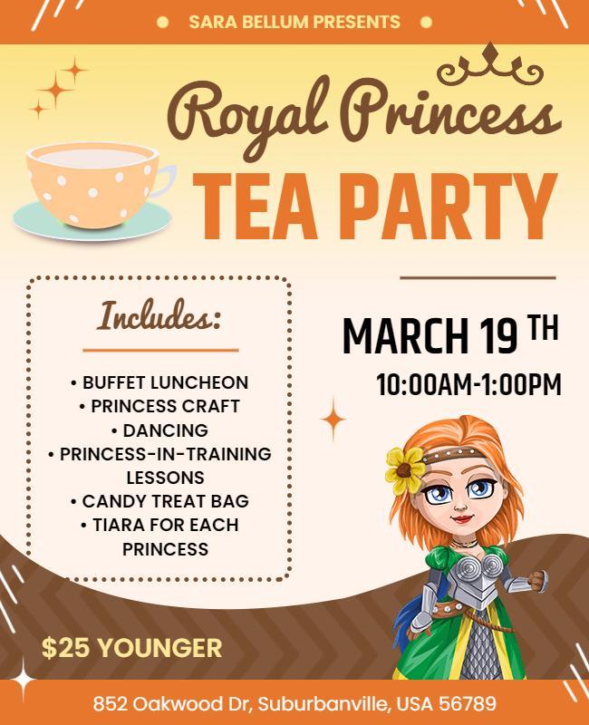 Royal Princess Tea Party Event Flyer Template