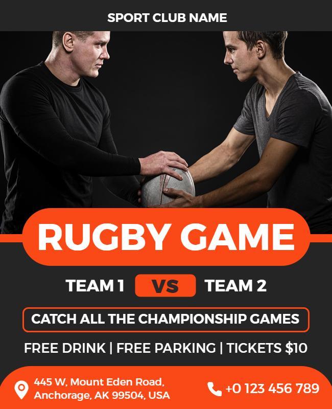 Rugby Championship Face Off Flyer Template