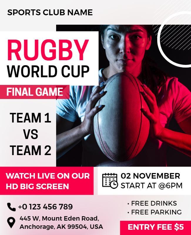 Rugby World Cup Final Game Flyer Template