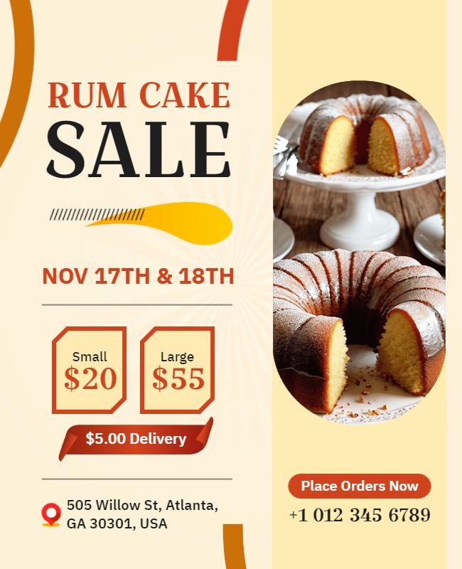 Rum Cake Sale Promotional Flyer Template