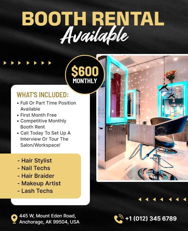 Salon Booth Rental Opportunity Flyer Template