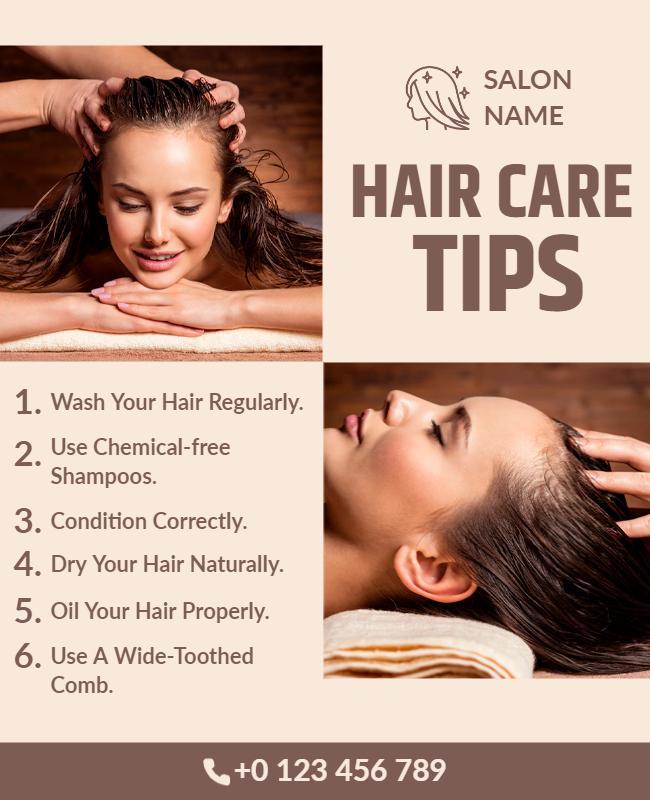 Salon Hair Care Tips Flyer Template