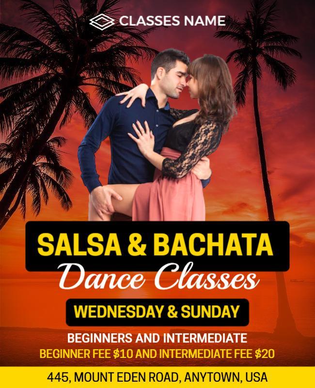 Salsa and Bachata Dance Classes Flyer Template