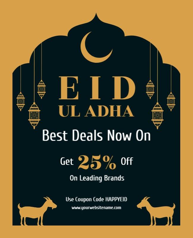 Sand Brown Eid Ul Adha Poster Template