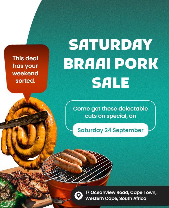 Saturday Braai Pork Sale Event Flyer Template