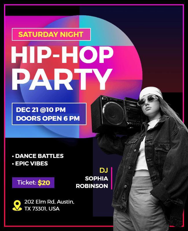 Saturday Night Hip-Hop Party Event Flyer Template