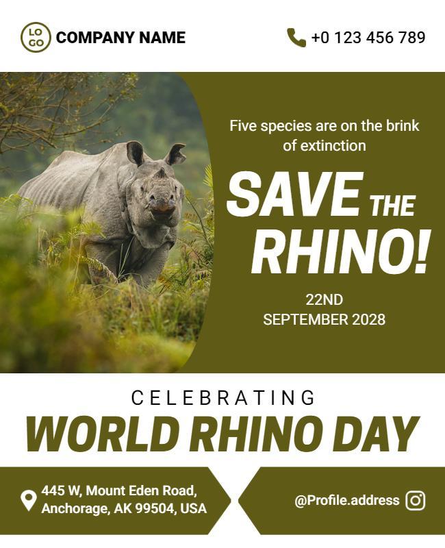 Save the Rhino Conservation Event Flyer Template