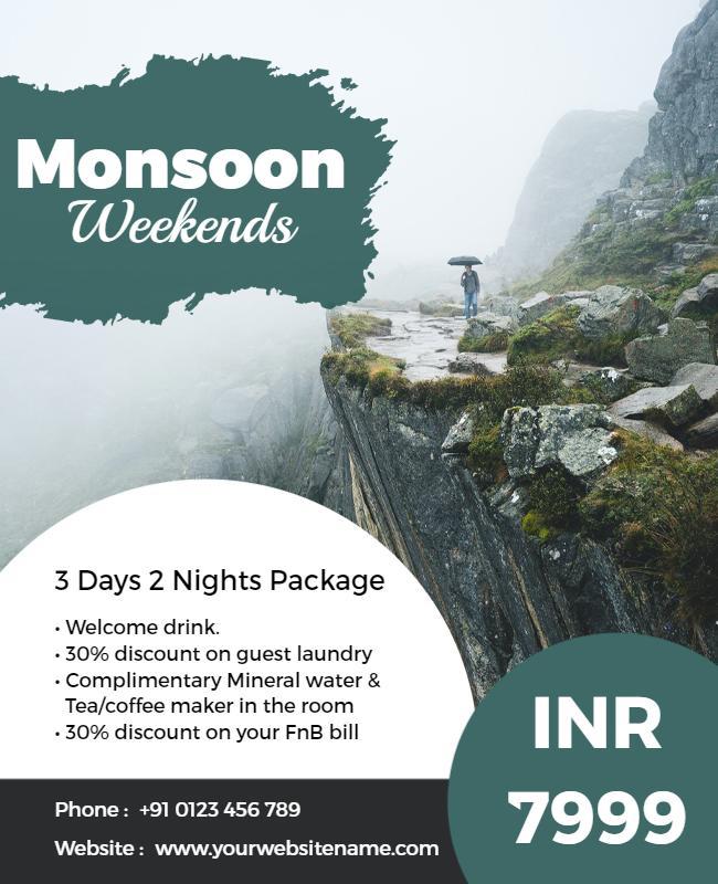 Scenic Monsoon Weekend Getaway Flyer Template