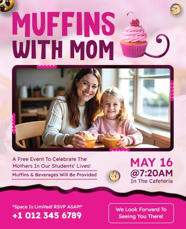 School Cafeteria Event Muffins with Mom Flyer Template