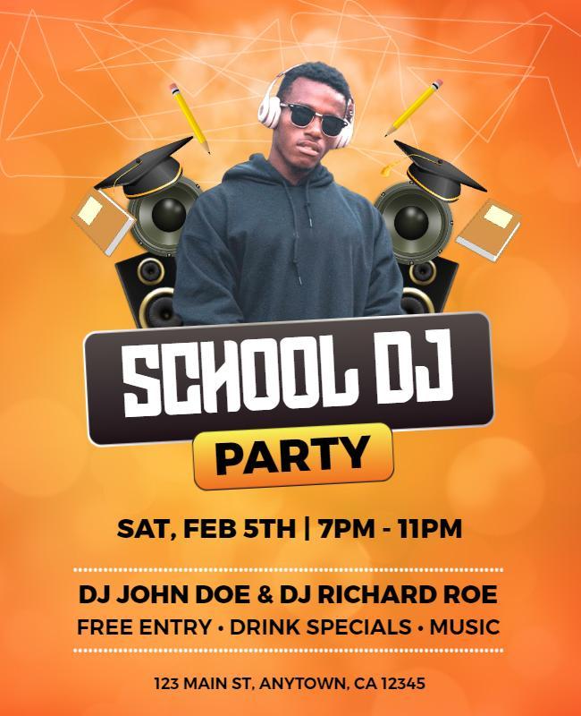 School Dj Night Party Flyer Template