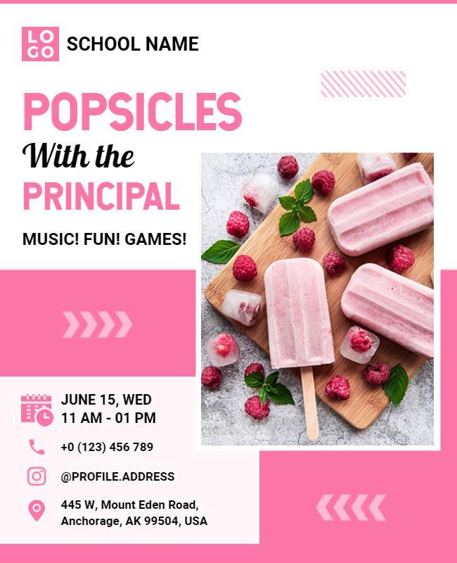 School Event Popsicles with Principal Flyer Template