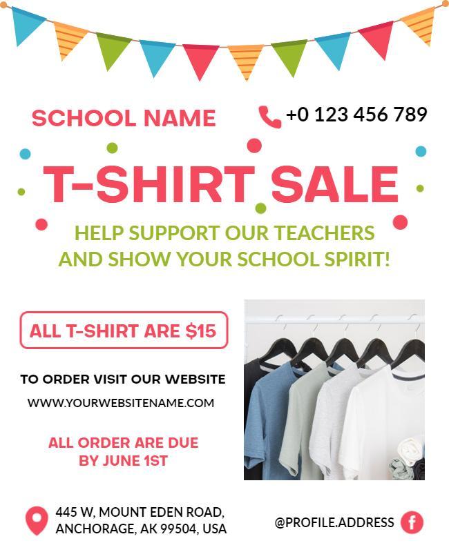 School Fundraiser T Shirt Sale Flyer Template