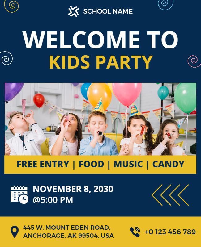 School Kids Party Celebration Flyer Template